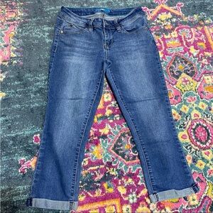 YMI Blue Capri Pants with Cuffed Hem